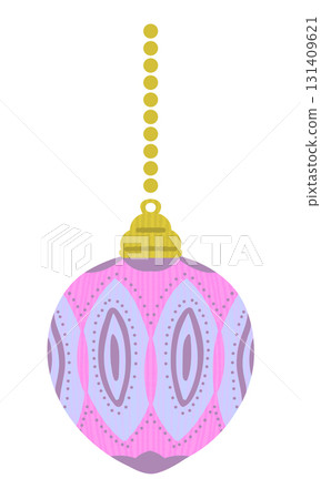 可愛的粉紅色聖誕裝飾插圖 131409621