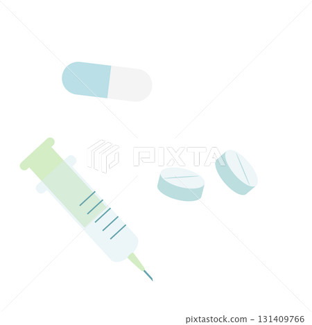 注射器和藥丸醫學插畫素材 131409766