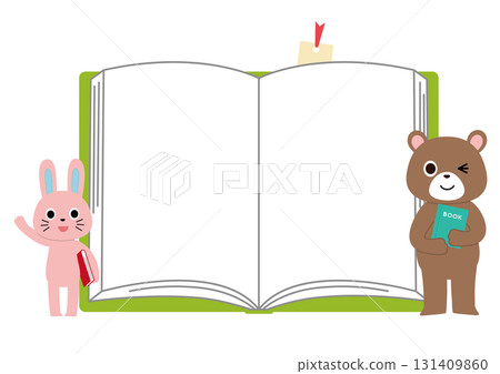 Open book and animal frame Open book and animal frame 131409860