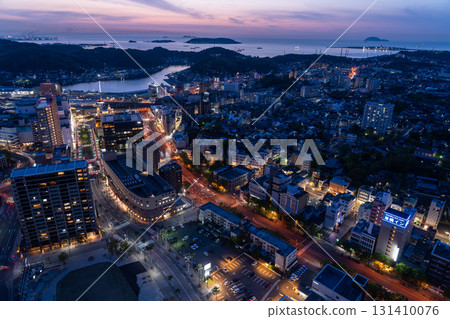 Night view of Shimonoseki city center and the Kanmon Straits, Yamaguchi Prefecture 131410076