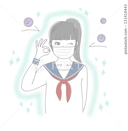 Female student wearing a mask 131410443
