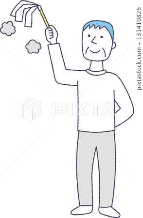 老人用撣子打掃衛生 老人用撣子打掃衛生 131410826