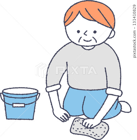 Senior woman mopping 131410829
