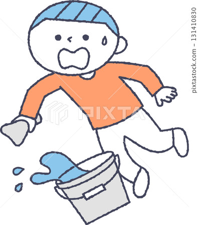 孩子被桶子絆倒 131410830