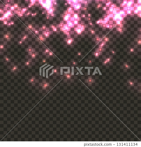 Falling Pink Glitter Sparkle Dust Overlay. Bright Luminous Light Effect. Vector 131411134