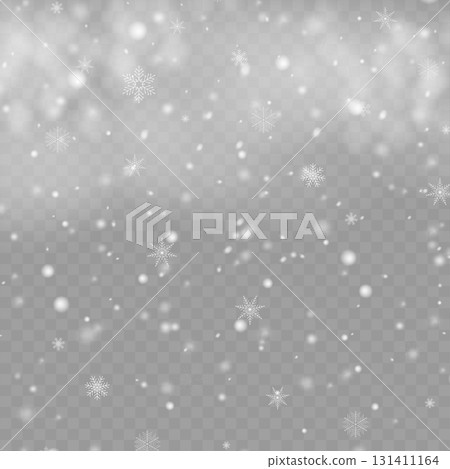 Realistic falling snow and snowflakes overlay effect for winter design. Vector Realistic falling snow and snowflakes overlay effect for winter design. Vector 131411164