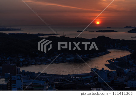 <山口縣>關門海峽的日落 <山口縣>關門海峽的日落 131411365