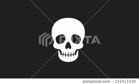 黑色背景中的骷髏與交叉骨 131411530