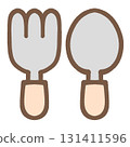 Cute spoon and fork icon illustration material 131411596