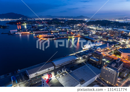 Night view of Shimonoseki Port and the Kanmon Straits, Yamaguchi Prefecture 131411774