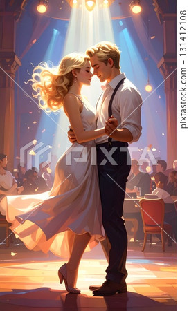 垂直——聚光燈下跳舞的年輕男女 垂直——聚光燈下跳舞的年輕男女 131412108