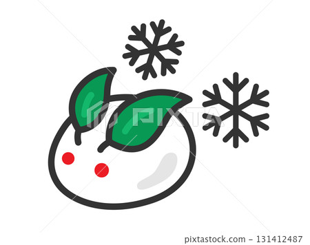 Illustration of a snow rabbit icon (line drawing color) 131412487
