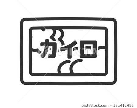 Illustration of a disposable hand warmer package icon (line drawing) 131412495