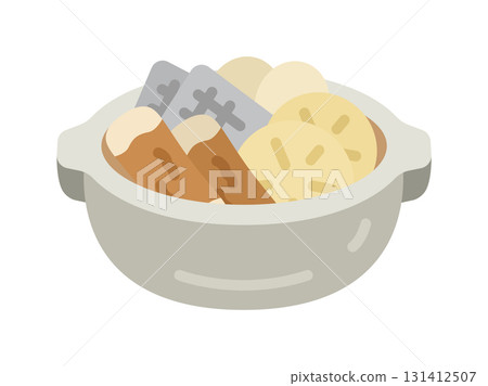Illustration of an oden icon in a clay pot 131412507