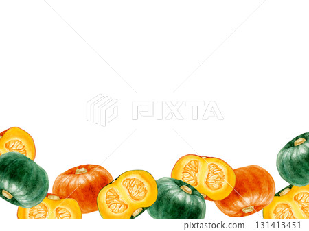 南瓜蔬菜背景框水彩插圖 131413451