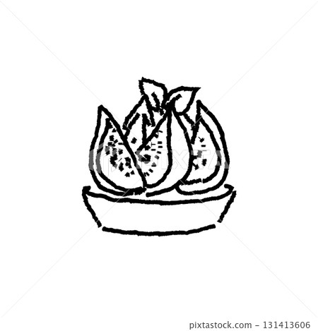 Line drawing illustration of a fig tart Line drawing illustration of a fig tart 131413606