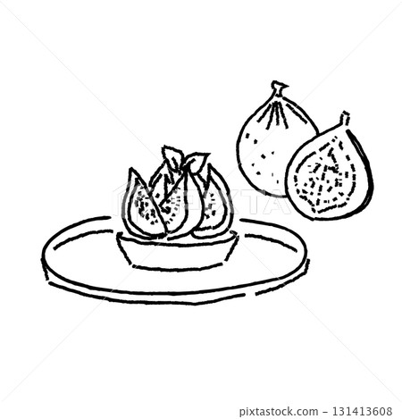 無花果餡餅的線條畫插圖 131413608
