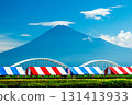 三色活動帳篷和夏季富士 131413933