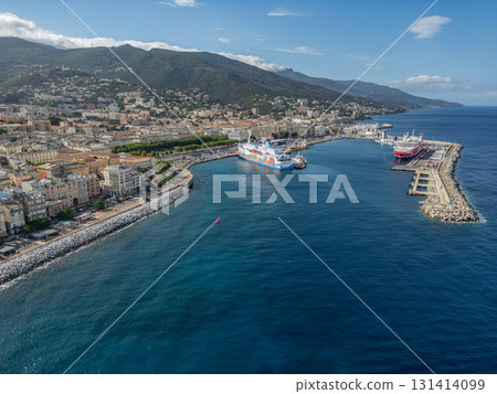 Aerial view of the Citadel of Bastia in the north of Corsica island - Genoese city overlooking the Mediterranean Sea 131414099