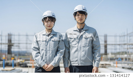 Construction site General contractor employee wearing work clothes Advertising image 131414127