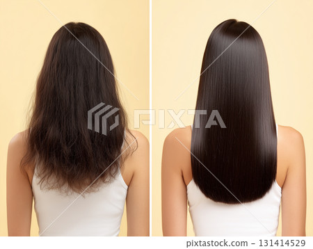 拉直髮質改善前後效果(美容廣告、美髮沙龍) 拉直髮質改善前後效果(美容廣告、美髮沙龍) 131414529