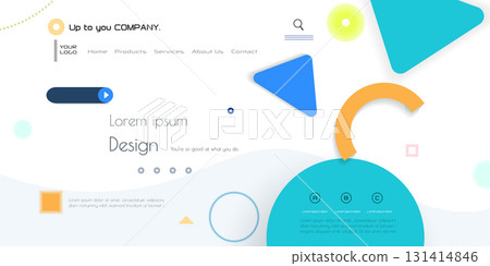 Minimal abstract geometric shape, line and gradient color on white background. Modern vector design. Creative geometric background for business landing page, banner, website, web, template banner Minimal abstract geometric shape, line and gradient color on white background. Modern vector design. Creative geometric background for business landing page, banner, website, web, template banner 131414846