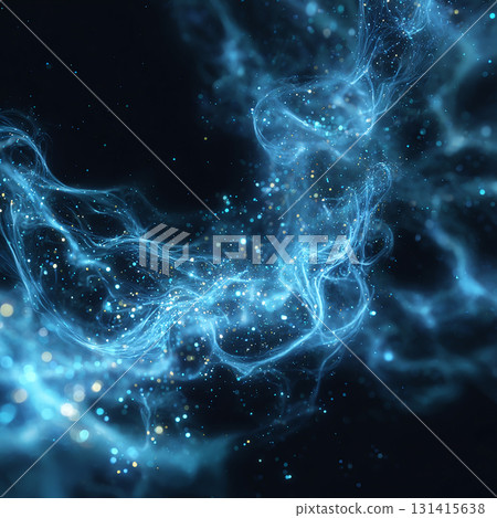 A fantastic blue energy background with dancing light particles. Abstract design material inspired by space and quantum mechanics. A fantastic blue energy background with dancing light particles. Abstract design material inspired by space and quantum mechanics. 131415638