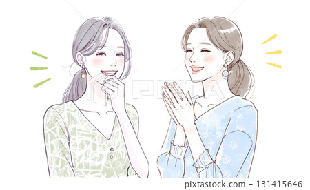 水彩、手繪風格喜劇，女人大笑的插畫素材 131415646