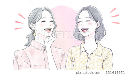 水彩、手繪風格喜劇,女人大笑的插畫素材 水彩、手繪風格喜劇,女人大笑的插畫素材 131415651