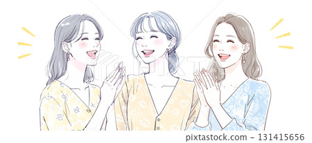 Watercolor, hand-drawn style comedy, illustration material of a woman laughing out loud 131415656