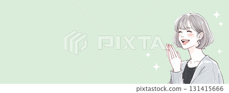 Watercolor, hand-drawn style comedy, illustration material of a woman laughing out loud 131415666