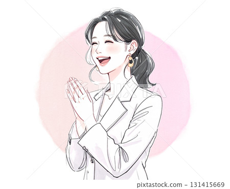 水彩、手繪風格喜劇,女人大笑的插畫素材 水彩、手繪風格喜劇,女人大笑的插畫素材 131415669