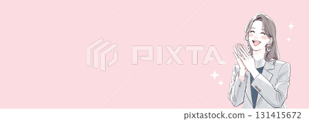 Watercolor, hand-drawn style comedy, illustration material of a woman laughing out loud 131415672