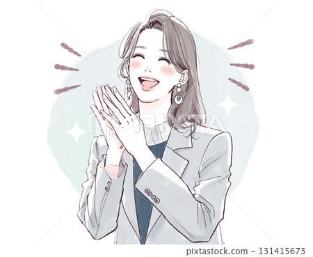 水彩、手繪風格喜劇,女人大笑的插畫素材 水彩、手繪風格喜劇,女人大笑的插畫素材 131415673