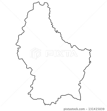 Simple Luxembourg border map, black line drawing, geographic, educational graphic 131415839