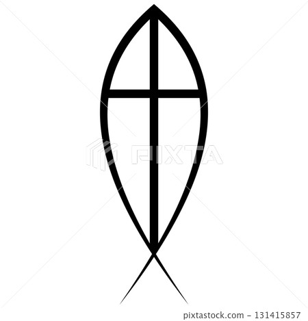 Christian Cross Ichthys Fish Symbol of Faith on White 131415857