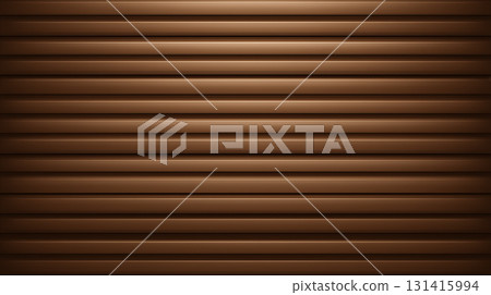 A full-surface texture background of a shutter-like sash wall with neatly arranged dark brown horizontal louvers 131415994