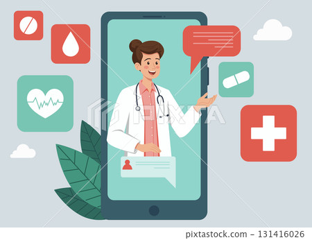 Female Doctor Giving Online Medical Consultation Female Doctor Giving Online Medical Consultation 131416026