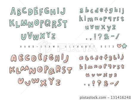 手繪字母系列（線條畫、粉紅色和綠色） 131416248