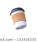 3D Paper Coffee Cup with Sleeve 131416333