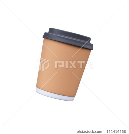 3D Brown Paper Coffee Cup with Lid 131416368