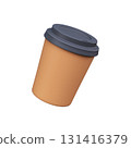 3D Brown Cardboard Cup with Lid 131416379