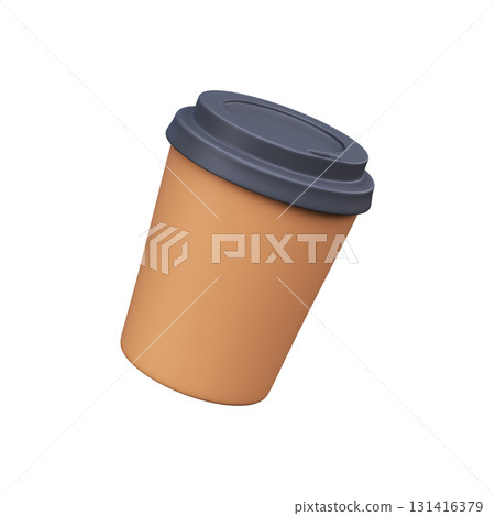 3D Brown Cardboard Cup with Lid 131416379