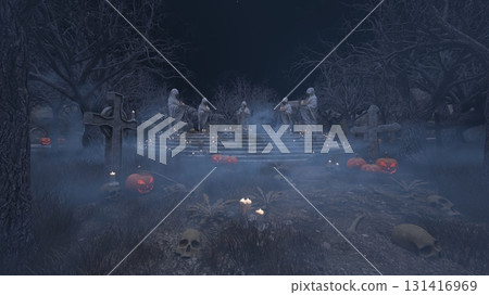 Courtyard with statue of a nun 131416969