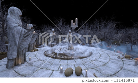 Courtyard with statue of a nun Courtyard with statue of a nun 131416971