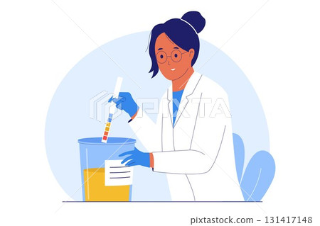 Illustration of Urine Sample Testing and Laboratory Analysis 131417148
