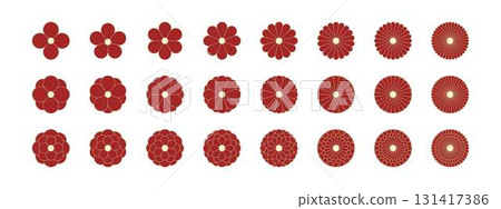 Japanese style flower icon set 131417386