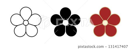 Japanese style flower icon set Japanese style flower icon set 131417407