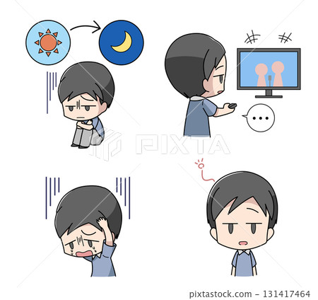 四幅憂鬱症精神症狀的插圖 - 男性 131417464