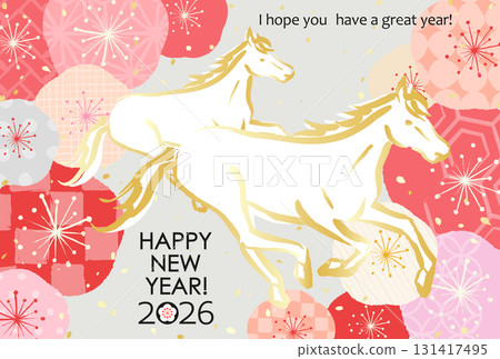 2026年日本新年素材:各種日式梅花馬圖案 2026年日本新年素材:各種日式梅花馬圖案 131417495